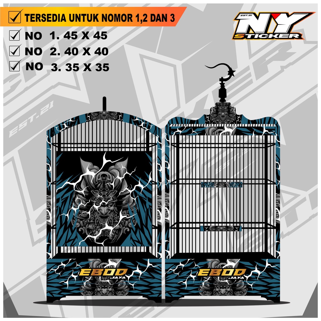 Stiker Decal SANGKAR KOTAK - Dekal Sangkar Burung Kotak Ebod Kosan Desain 007