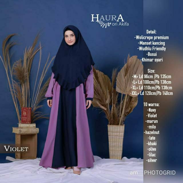 GAMIS SYARI HAURA BY AKIFA (1 SET JILBAB)