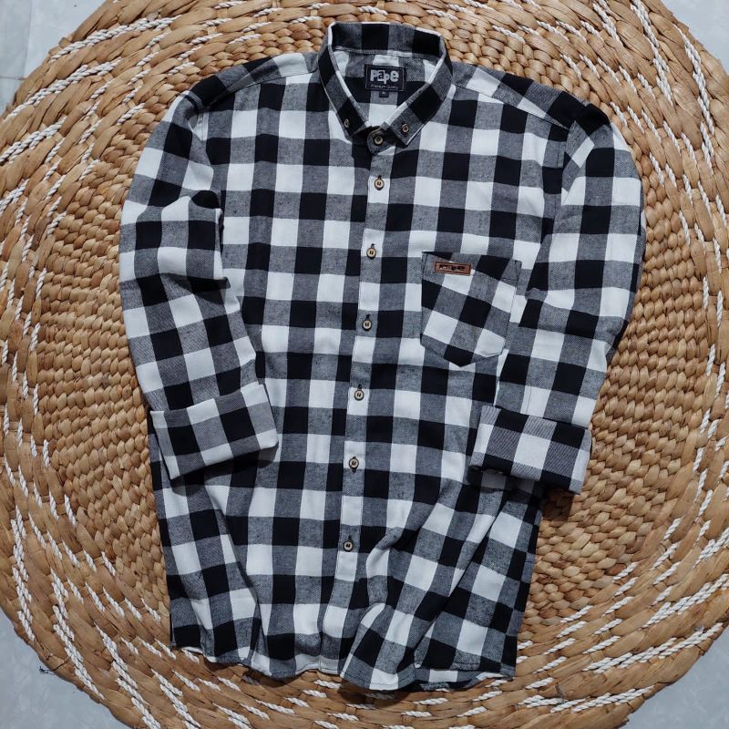 Kemeja Flanel Pria Wanita Lengan Panjang Oversize Motif Kotak Kotak Unisex-1320