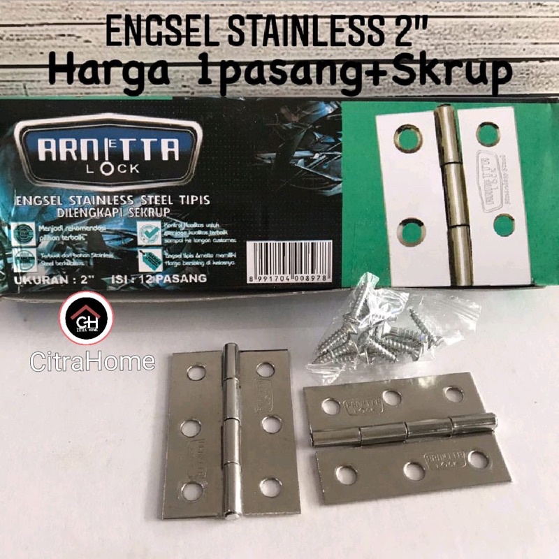 Engsel Tipis 2” Stainless GHC&Arnetta + Skrup
