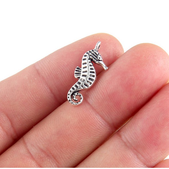 10pcs Charms Kuda Laut Hippocampus 22 * 9mm Antik Perak Disepuh Liontin Membuat DIY Handmade Tibet Perhiasan Perak