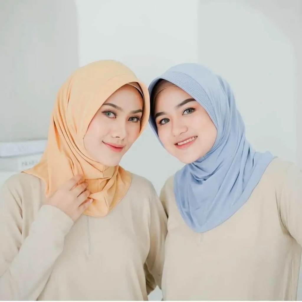 MALAYU HIJAB Kerudung Krudung Hijab Jilbab Bergo Olahraga Sport Sporty Volly Wanita Muslim Bahan Jersey Zoya Premium Korea Murah Instan Instant Syari Warna Putih-6