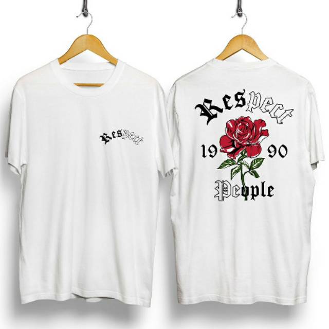 Fourfashion Kaos Pria Kaos Distro RESPECT 1990 PEOPLE White CN699