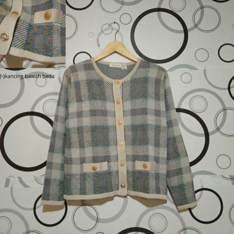 Cardigan&sweater/ sweater lengan balon,rajut jaring, fuzzy, vest thrift-9