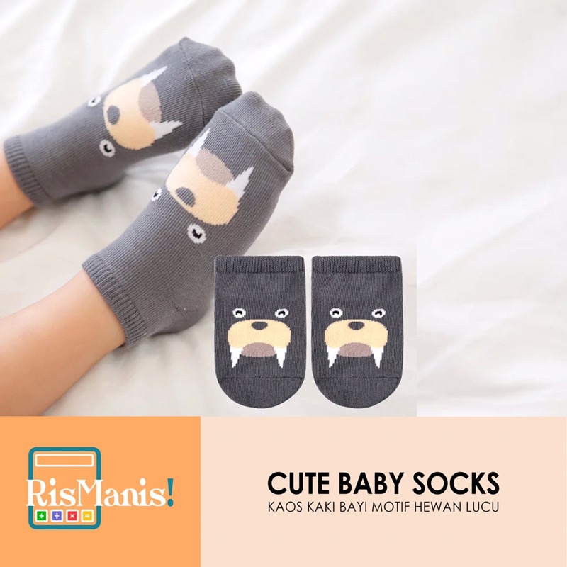 CUTE BABY SOCKS - Kaos Kaki Bayi Buah Hati Motif Hewan Aneka Warna Lucu All Size Lembut Nyaman