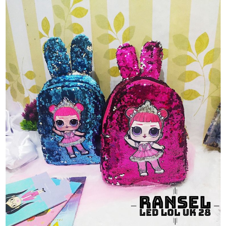 tas ransel gliter led lol anak sd kuliah remaja/tas ransel sequin