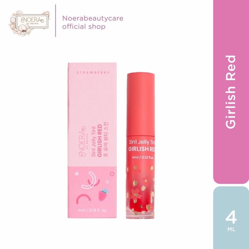 Noera Jelly Tint 3 in 1 - (Juicy Pulm / Girlish Red / Pearl Dream) - Lip care Lip tin Official Asli Grosir Murah 100%