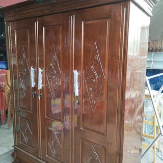  Lemari  pakaian  baju kayu  Jati 3 Pintu Shopee  Indonesia