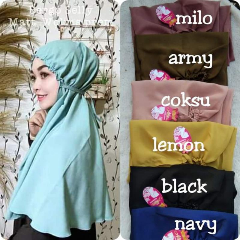 Hijab Instan Kerut Muka Bergo Alisya. Khimar Karet