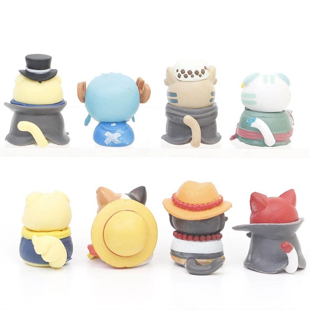 NEEDWAY Monkey D Luffy 8Pcs /Set Mainan Figure Dekorasi Kue Portgas •D • Ace PVC Chopper Cat Cos Angka