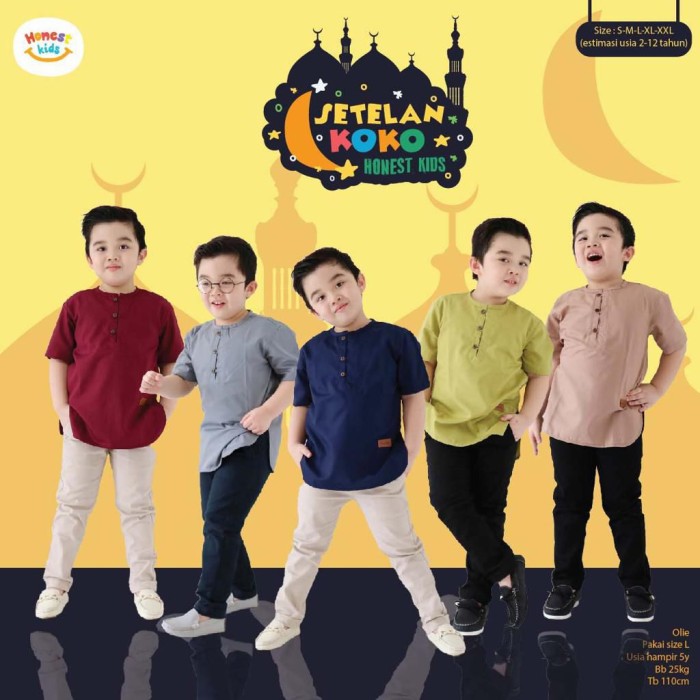 TERBARU Setelan Baju Koko Anak by Honest Kids usia 2-12 tahun