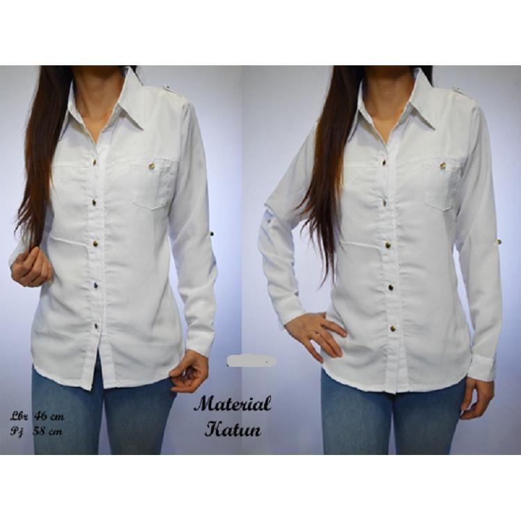 Baju Putih Polos Lengan Panjang Wanita - Kumpulan Model Kemeja