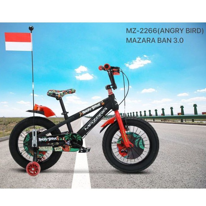 Sepeda BMX MZ2266-7 Ban Besar 16 Inci x 3.0 Inci 4-7 Tahun Hi-Ten Steel Triple Light Mazara Kids Bik