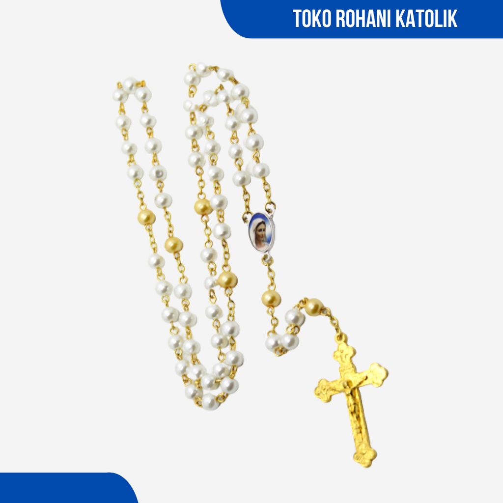 ROSARIO KALUNG BULIR SINTETIS (SILVER) / ROSARIO KATOLIK / KALUNG ROHANI