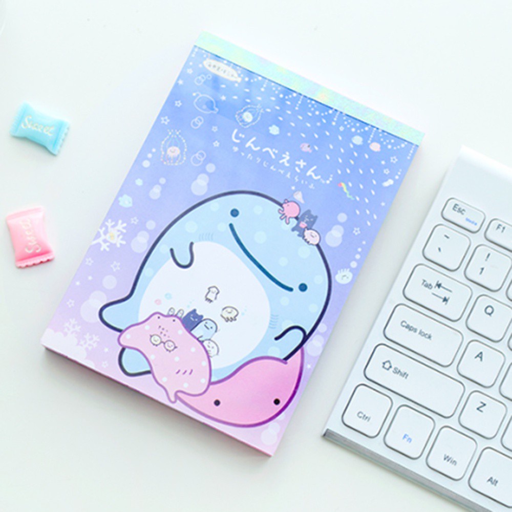 Lanfy Sticky Note Gambar Kartun Whale Portable Untuk Kantor