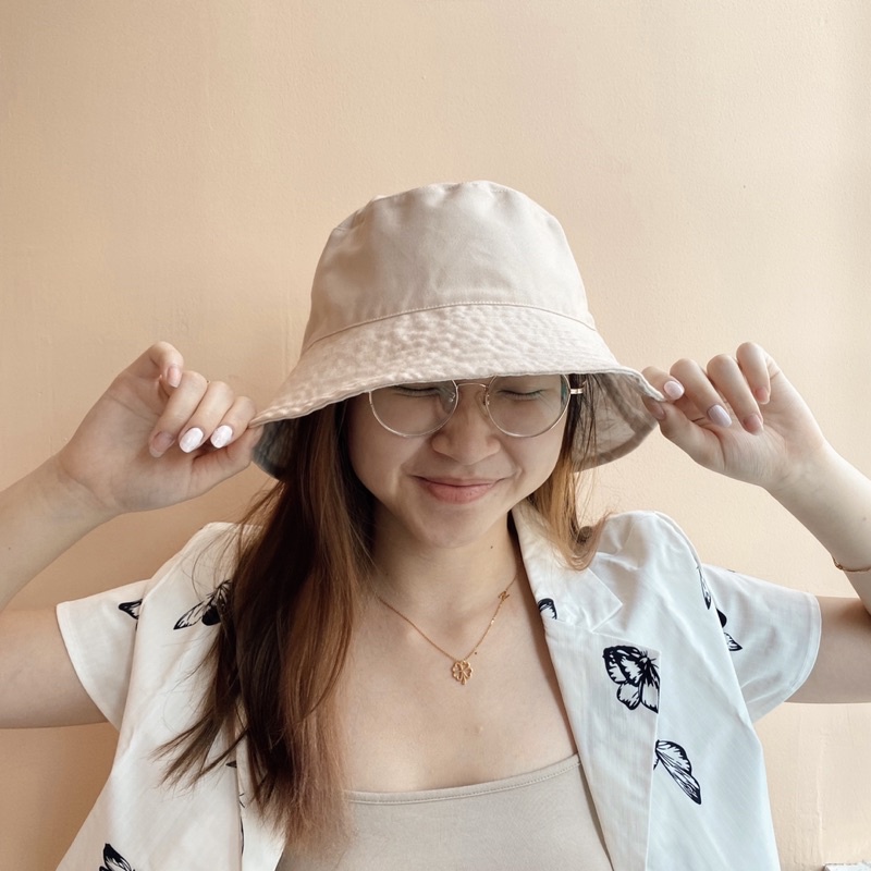 NOTTE - Reversible Bucket Hat Nude Flower Pattern