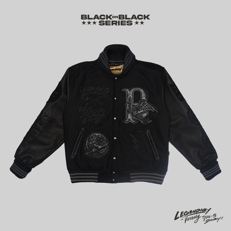 *READY* RAWTYPE RIOT VARSITY LEGENDARY 5 DESTROY BLACK ON BLACK SUPER LIMITED SIZE M SECOND