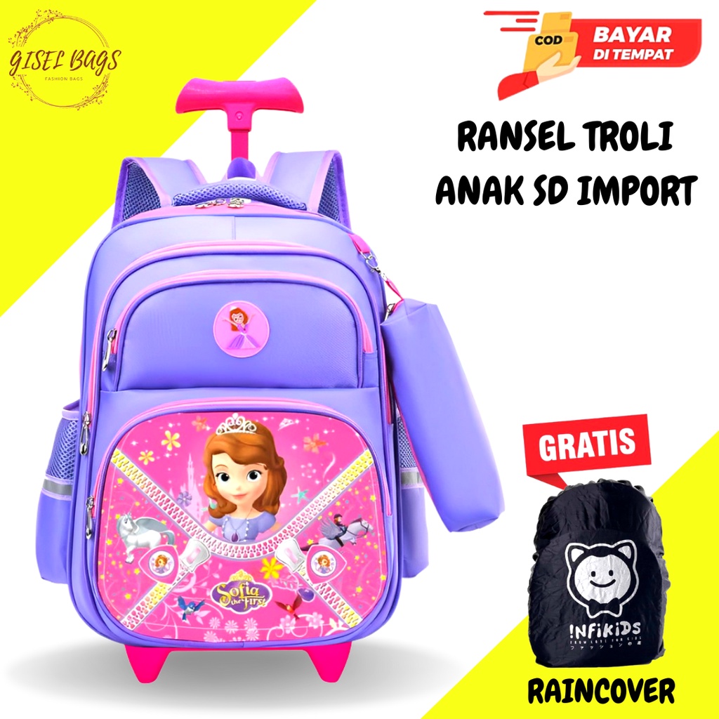 GB Ransel troli anak perempuan sd gambar karakter lucu dan imut import