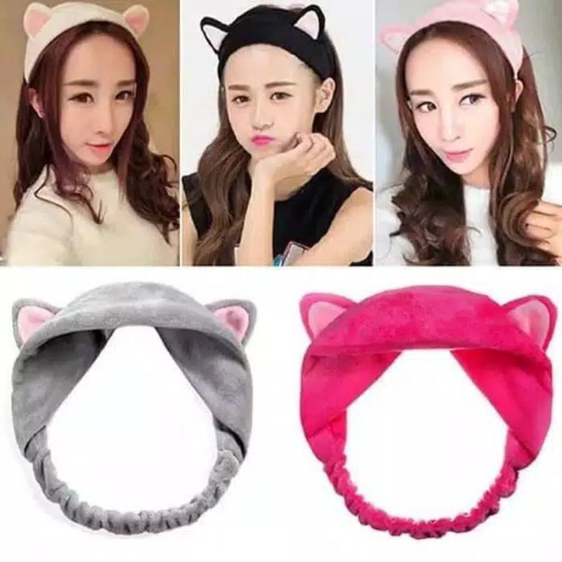 Bandana Bando Motif Kuping Hairband Korea Lucu Bando Kucing