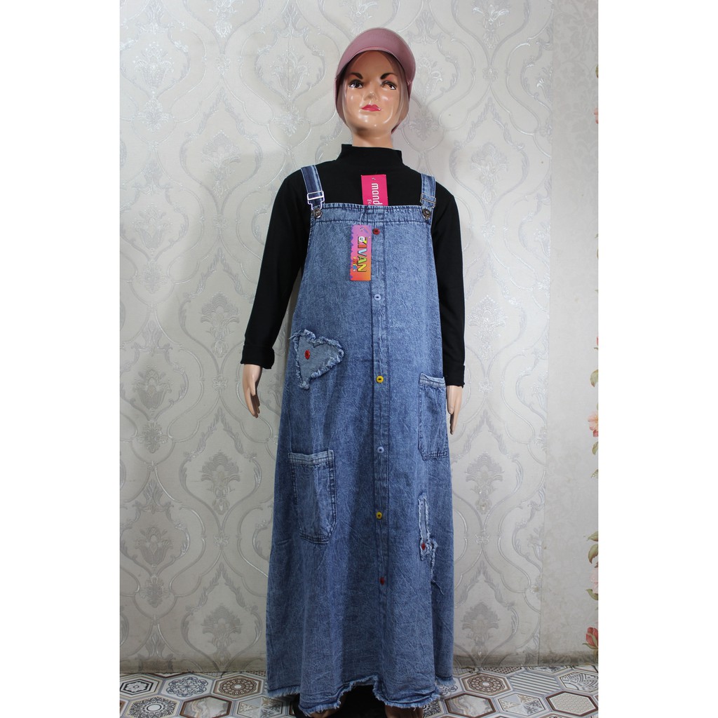 Baju Anak Perempuan / Baju Kodok Overall Anak Bahan Soft Jeans Ukuran M L XL