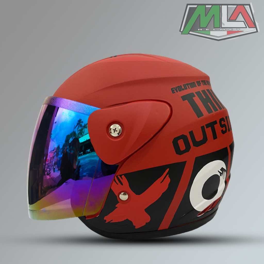 Helm Dewasa Half Face Inovatio Motif SNI Mirip Seperti Helm GM Original Kaca Pelangi Kaca Silver Untuk Pria Dan Wanita DEWASA SNI Mirip Seperti Helm GM Original Kaca Pelangi Kaca Silver Untuk Pria Dan Wani