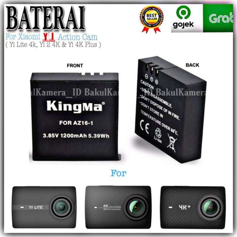 Kingma Baterai for Xiaomi Yi 2 4K / Yi Lite 4K / Yi 4k Plus Action Camera