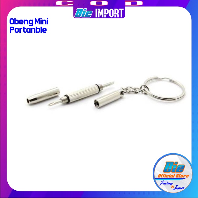 Obeng 4 in 1 Mini Portable Stainless Gantungan Kunci Impor Best Seller