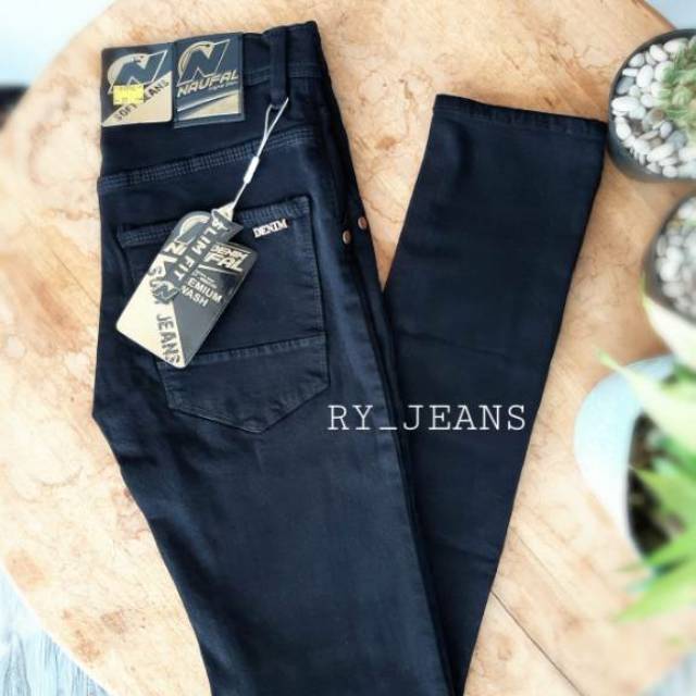 Celana jeans pria celana panjang hitam skinny street jeans hitam pria