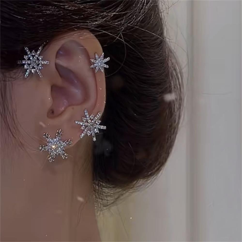 Lily Snowflake Ear Wrap Perhiasan Pesta Tanpa Tindik Untuk Wanita Pria Anting Tragus