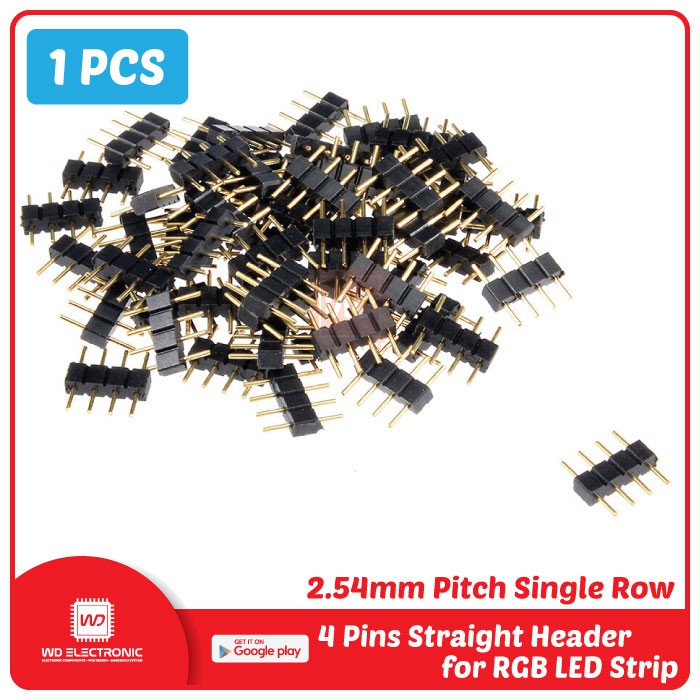 Soket RGB 4 pin sisir 2.54mm 4 pin header single row straight