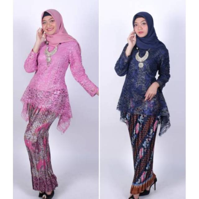 Setelan brukat gradasi Rinjani (atasan+rok plisket)