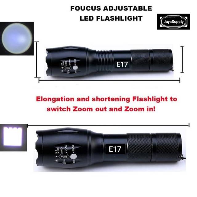 Senter LED E17 Cree XM-L2 Camping Gunung XML2 Super Terang 10.000 Lumens Paket Lengkap Anti Air