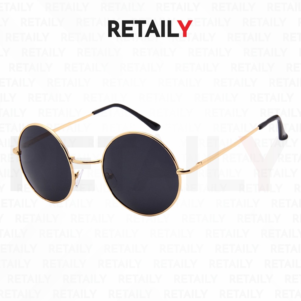 Retaily K203 Kacamata Bulat Hitam Sunglasses Fashion Wanita Pria