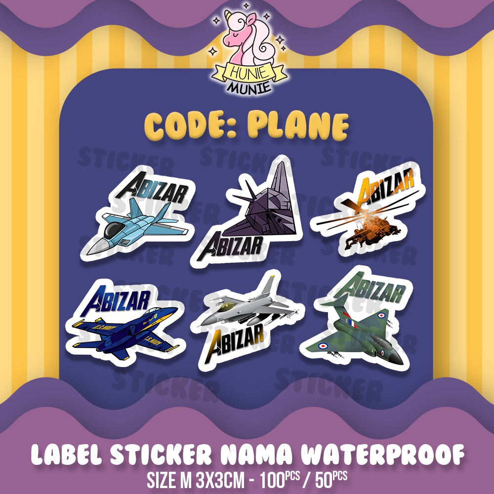 

Sticker Label Nama Custom - Plane (100pcs+) Stiker