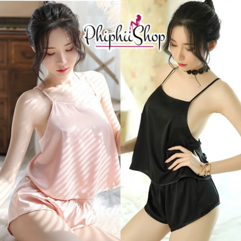 《Phiphii》Baju Tidur Wanita Setelan Celana Pendek Tanktop Camisol