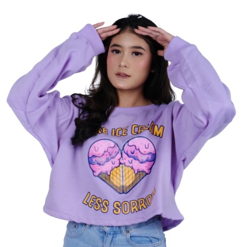 Modska Oversize - Crewneck Crop  Wanita