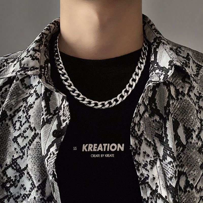 KALUNG RANTAI GAYA SIMPLE KALUNG TITANIUM BAJA KALUNG GAYA HIPHOP KOREA MODEL PUNK KOREA KALUNG SATU LAPIS