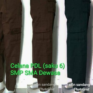 Stock Promo celana  PDL SMP SMA dan umum saku 6 coklat 