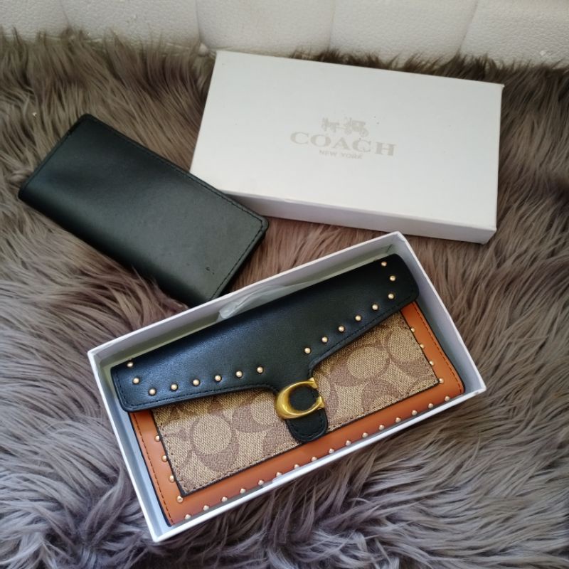 NEW ITEM dompet coach parker studed lipat panjang free box