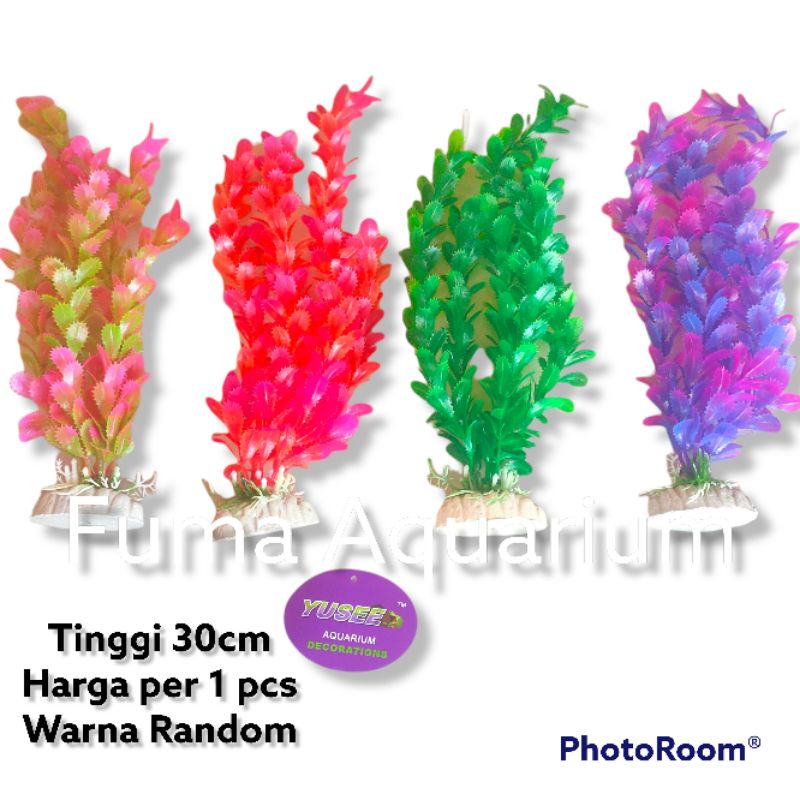 Tanaman Bunga Plastik Import Dekorasi Aquarium Aquascape 30cm harga per 1 pcs Random