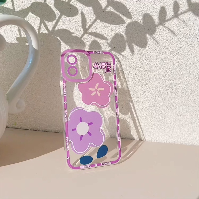 Soft Case Silikon Motif Bunga Ungu Untuk OPPO A16 A16e A15 A15s A54 A74 A94 A95 A76 A3s A5s A5 A9 Reno 7 6 5 7Z 5Z Pro A53 A33 A32 A92 A57 4G