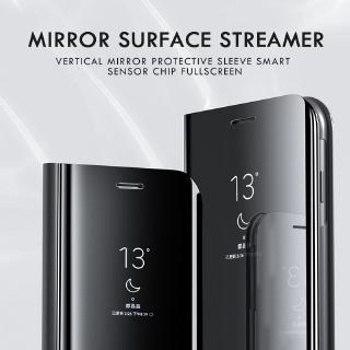 Casing Flip Case Smart Mirror Bahan Kulit untuk Samsung