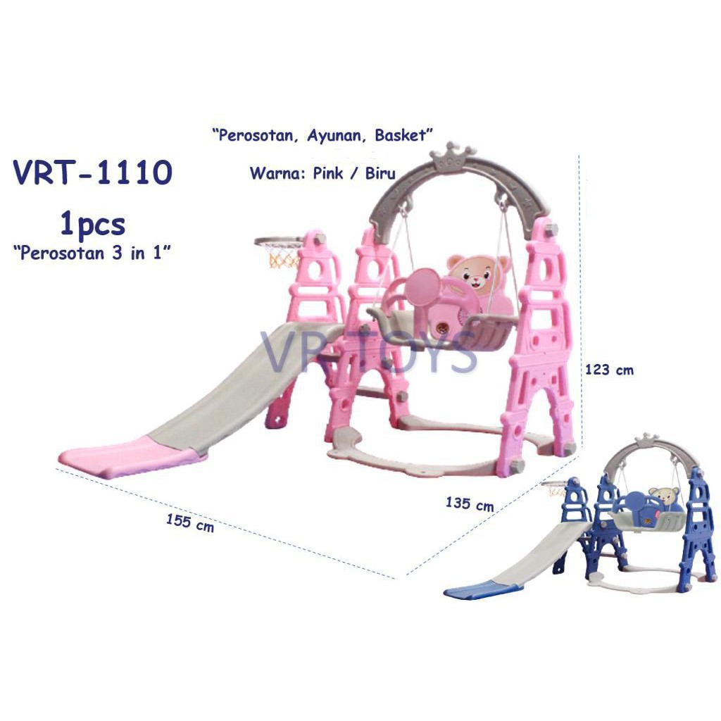 mainan perosotan ayunan basket 3 in 1 slide seluncuran kisubo