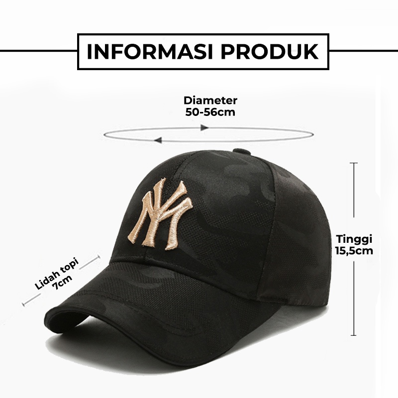 Topi Pria Wanita Baseball Korea NY Aksen Loreng Army Fashion Sport Kekinian Kualitas Premium Import BSAE