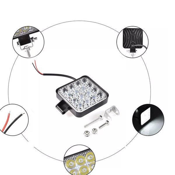 Lampu Kabut Sorot LED 48W Persegi Lampu Mobil Truck Jeep 30 Derajat