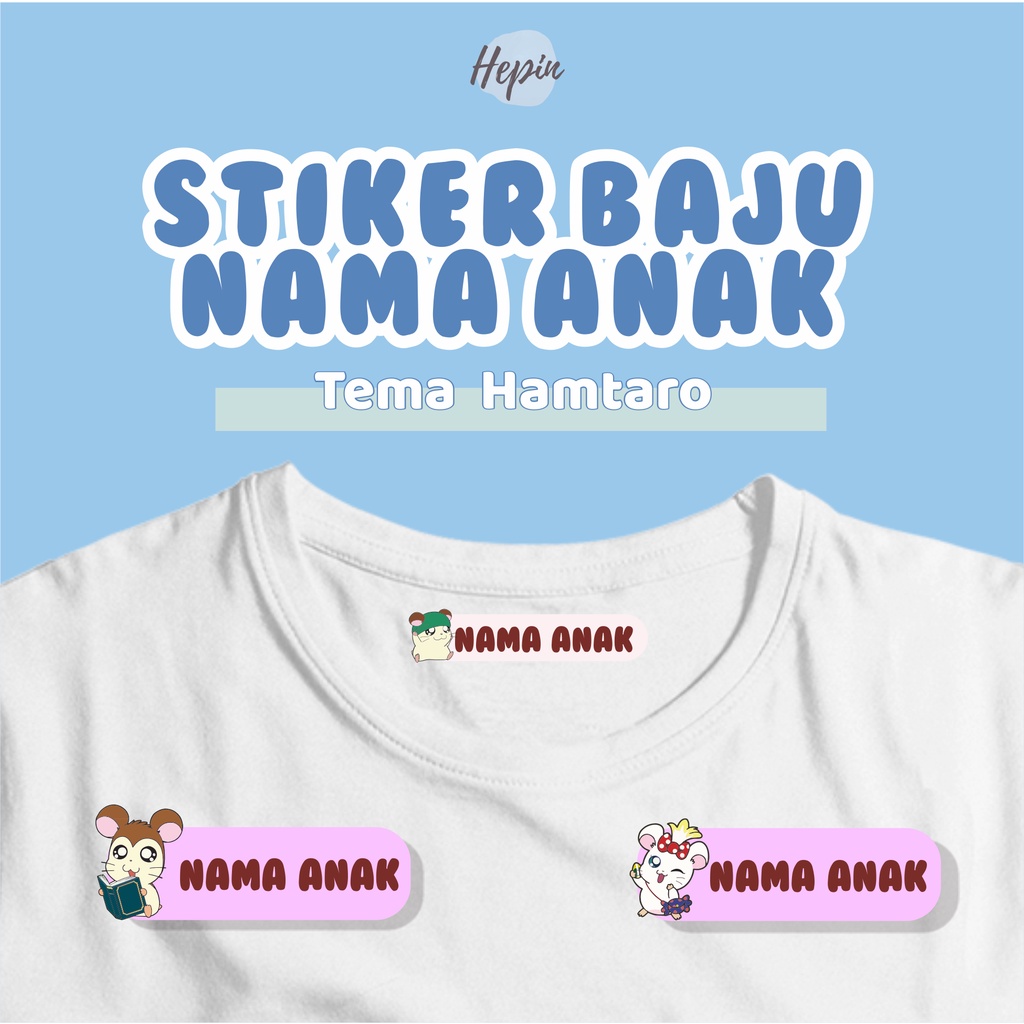 

(30-40pcs)Murah Stiker Kain Label Baju Nama Anak tema HAMTARO / Sablon Setrika Name /Label Sticker Iron on sticker a/ Kain