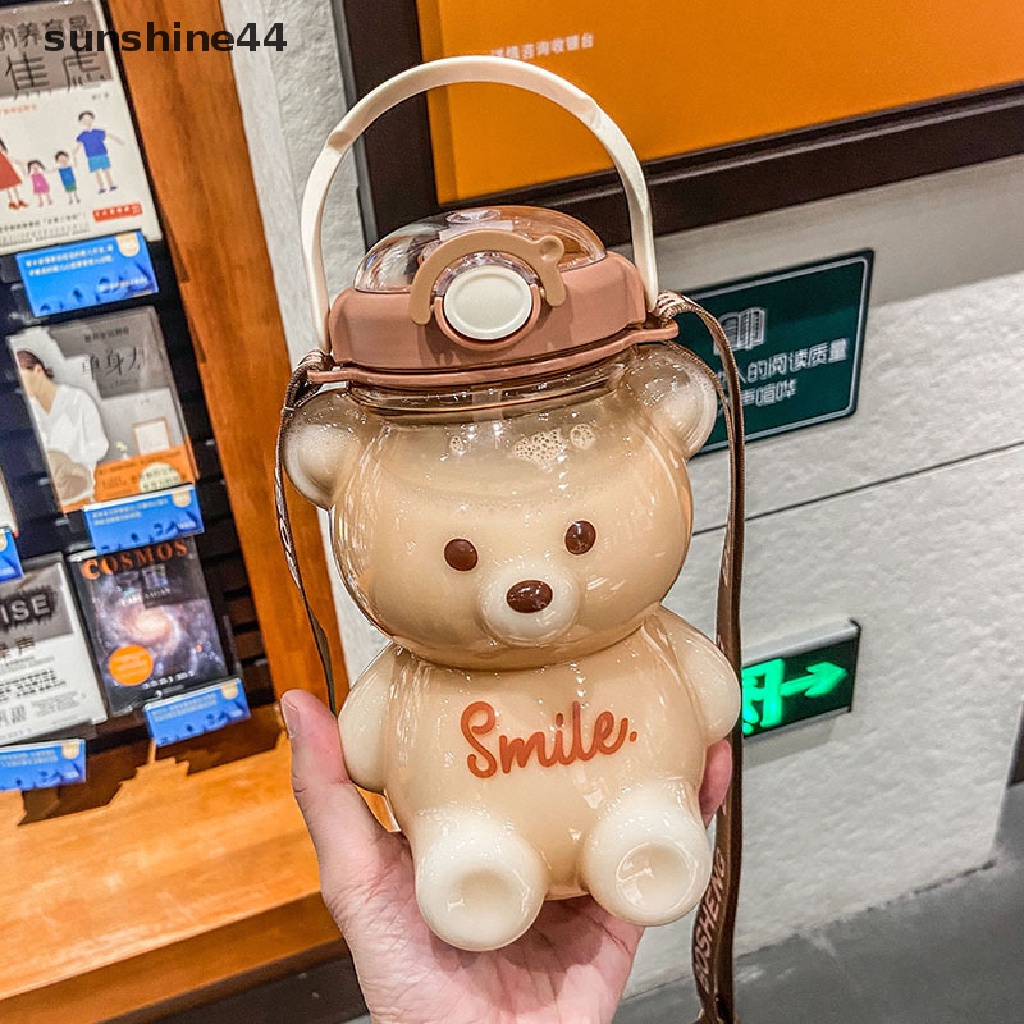 Sunshine Bear Botol Minum Susu Bayi Kapasitas Besar Dengan Sedotan + Tali Untuk Musim Panas