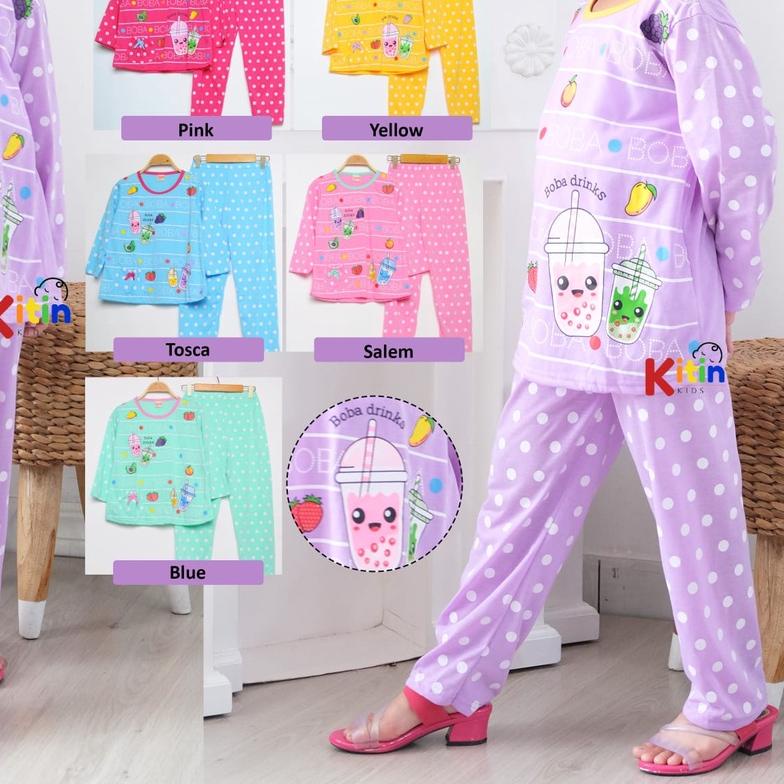 FN - SETELAN BAJU TIDUR DAN PIYAMA ANAK CEWEK/PEREMPUAN ABG JUMBO TANGGUNG 1-12 TAHUN MOTIF BOBA BUB