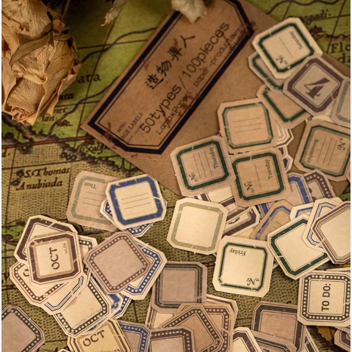 

(5pcs) Stiker Vintage Label