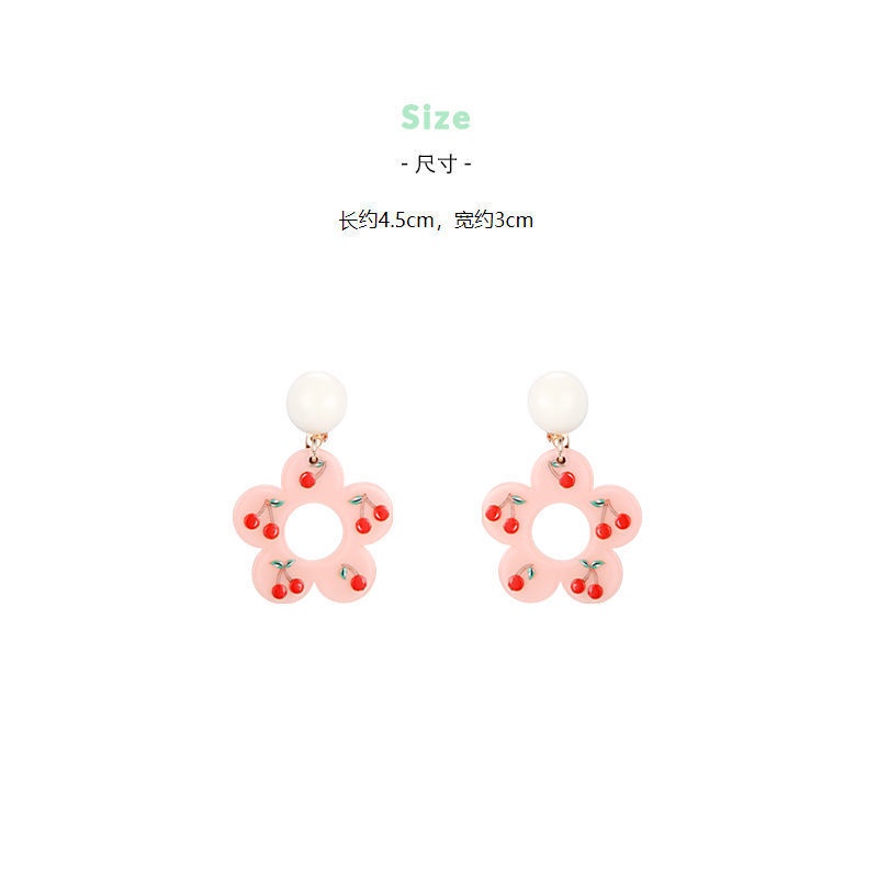 Musim panas cherry anting bunga baru trendi anggun anting-anting wanita segar sesuai dengan niche de